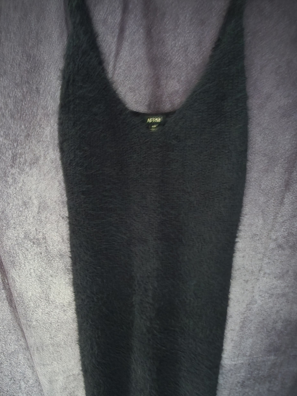 AFRM Black Fuzzy Knit V-Neck Sweater Tank